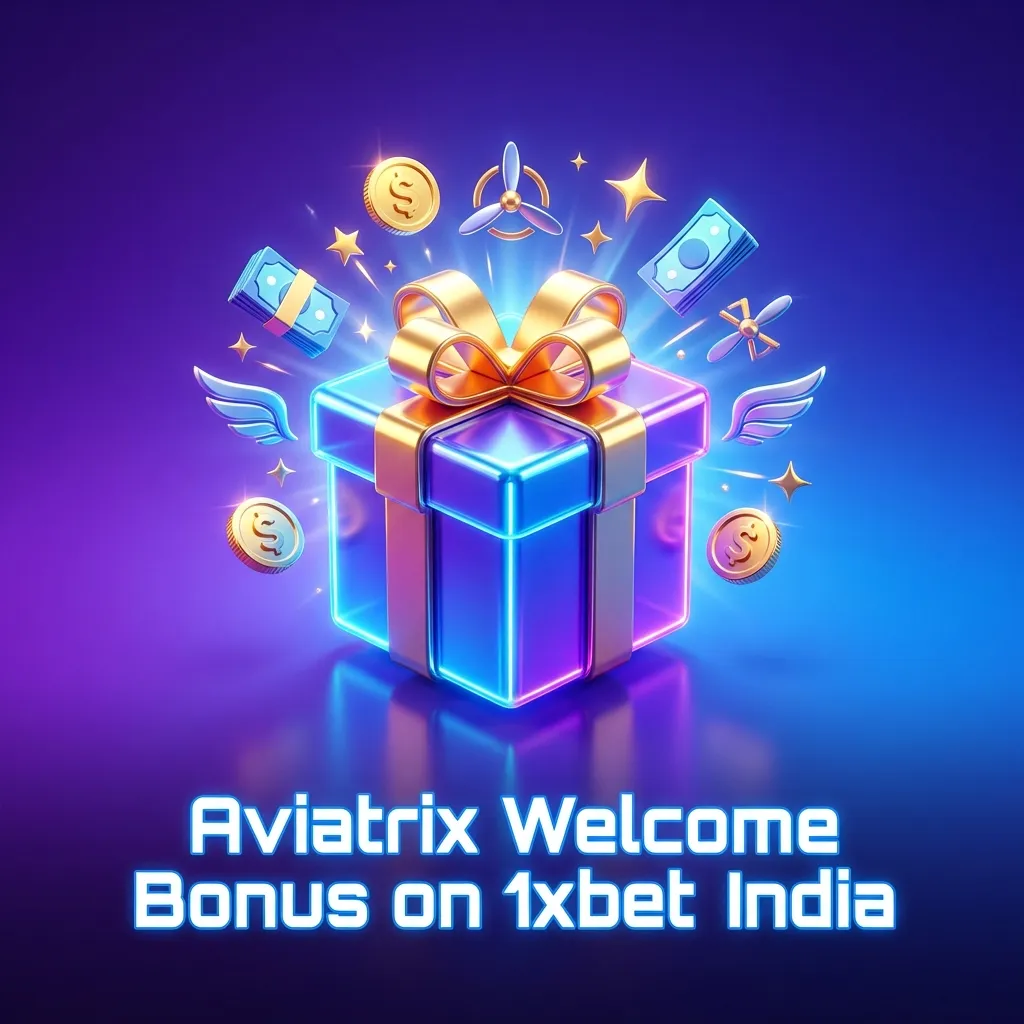 Illustration promoting Aviatrix 120% casino welcome bonus up to ₹33,000 for new 1xBet India players