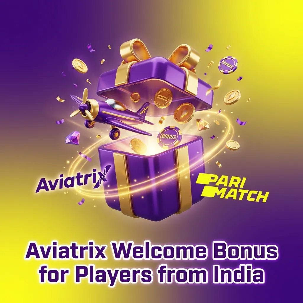 Aviatrix Parimatch welcome bonus ad showing 100% up to ₹30,000 for new Indian casino players with steps to claim